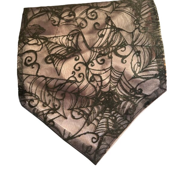 Nos Pier 1 Imports Halloween Glitter Spider Web Mantel Scarf Black & Orange - Picture 3 of 4